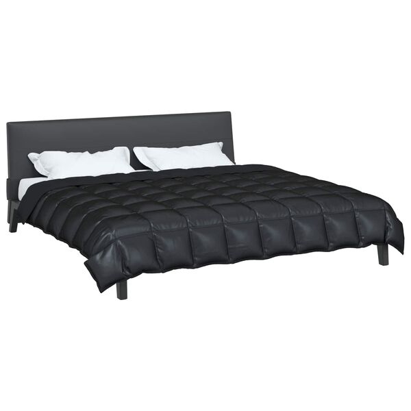 vidaXL Duvet d'hiver Noir 200 x 200 cm Satin et Microfibre