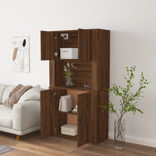 vidaXL Buffet haut Ch&ecirc;ne marron Bois d'ing&eacute;nierie