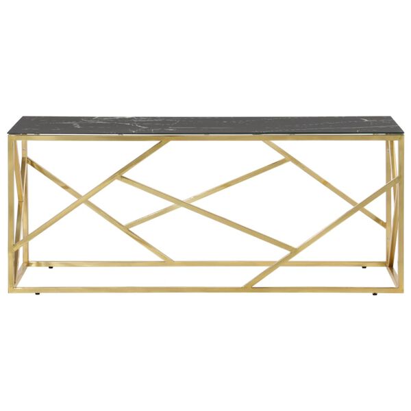 vidaXL Table basse dor&eacute; acier inoxydable et verre tremp&eacute;