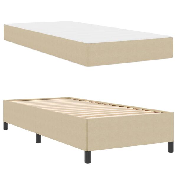 vidaXL Cadre de lit avec matelas Gris Vert Clair 90 x 190 cm tissu