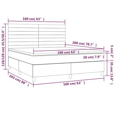 vidaXL Sommier à lattes de lit avec matelas LED Bleu foncé 160x200 cm