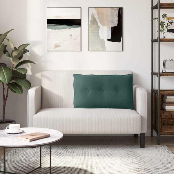 vidaXL Coussin de Dos Vert fonc&eacute; 80 x 50 cm Tissu en velours c&ocirc;tel&eacute;