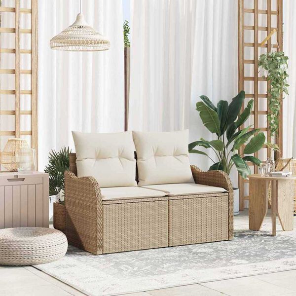 vidaXL Canapé de jardin Beige 121 x 62 x 69cm polyrotin