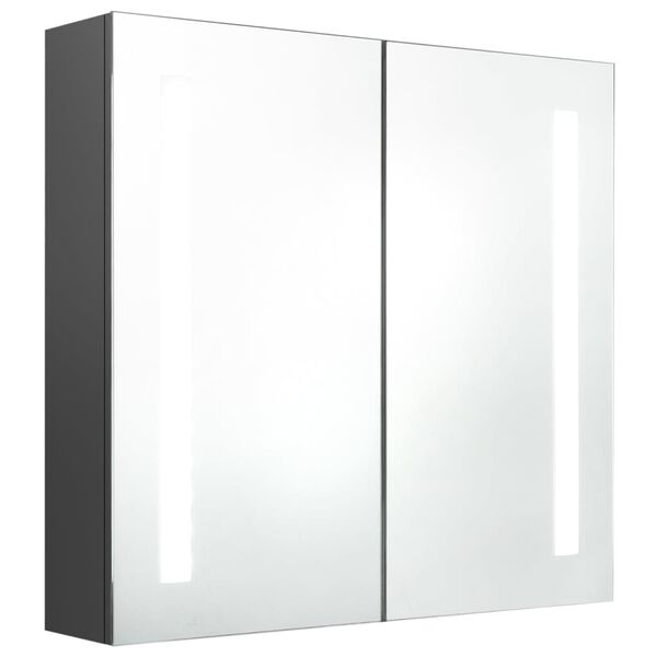 vidaXL Armoire de salle de bain &agrave; miroir LED Gris 62x14x60 cm
