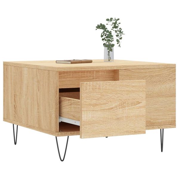 vidaXL Table basse ch&ecirc;ne sonoma 55x55x36,5 cm bois d'ing&eacute;nierie