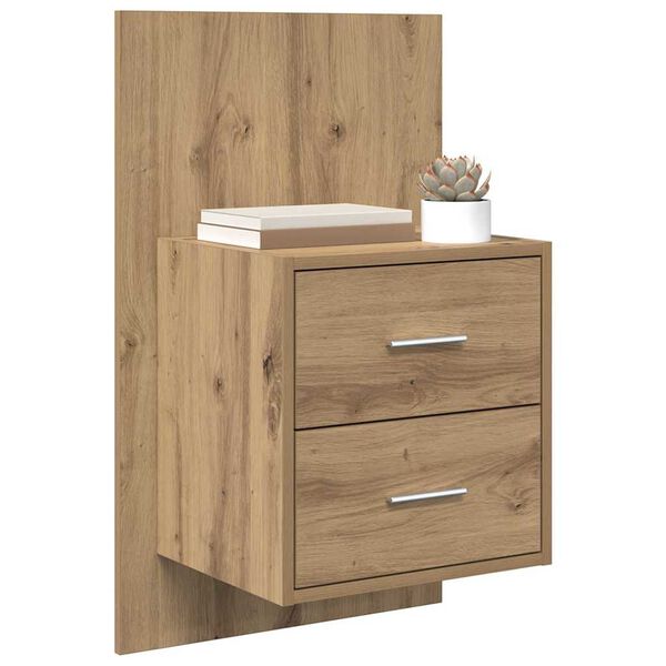 vidaXL Cabinet de chevet mural avec tiroir 2 pcs Ch&ecirc;ne artisanal