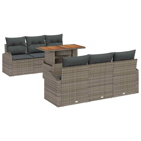 vidaXL Ensemble de canap&eacute; de jardin 7 pcs Gris Poly rotin