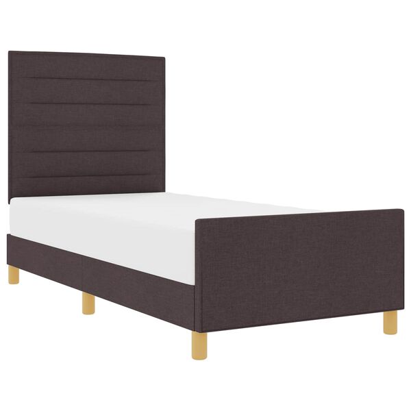 vidaXL Cadre de lit avec t&ecirc;te de lit Marron fonc&eacute; 90 x 200 cm tissu