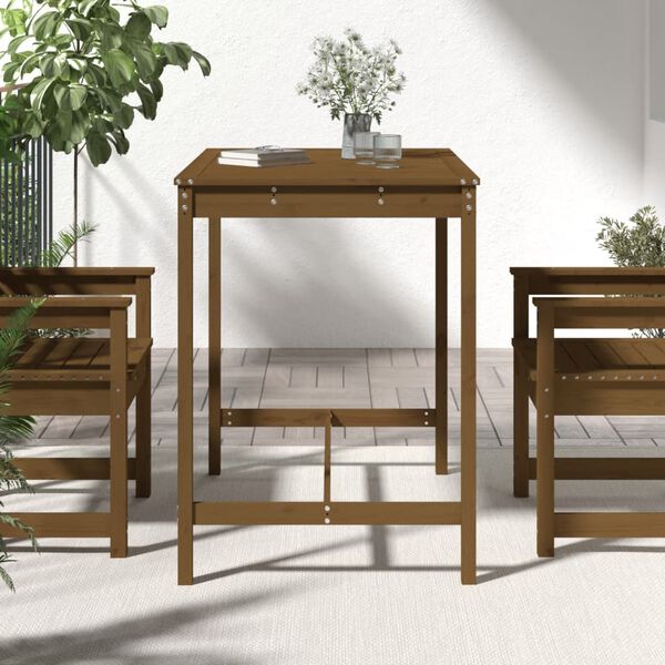 vidaXL Table de jardin marron miel 121x82,5x110 cm bois massif de pin