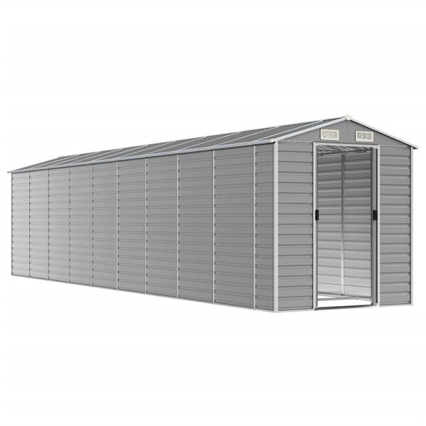 vidaXL Abri de jardin gris clair 191 x 810 x 198 cm en acier galvanis&eacute;