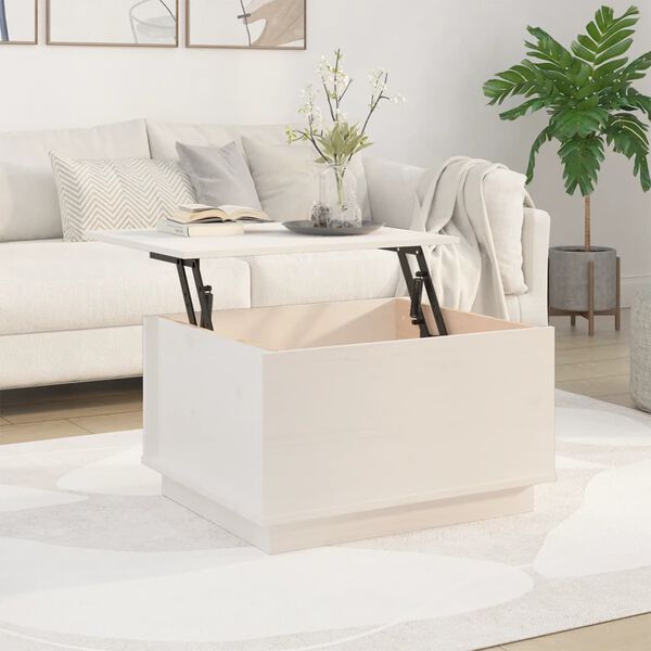 vidaXL Table basse Blanc 60x50x35 cm Bois massif de pin