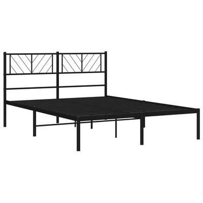 vidaXL Cadre de lit métal sans matelas avec tête de lit noir 120x190cm