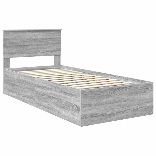 vidaXL Cadre de lit Gris Sonoma 75 x 190 cm Bois d'ing&eacute;nierie