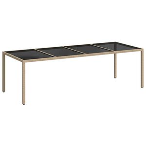 vidaXL Table de jardin Beige 250x100x75 cm Verre tremp&eacute; et poly rotin