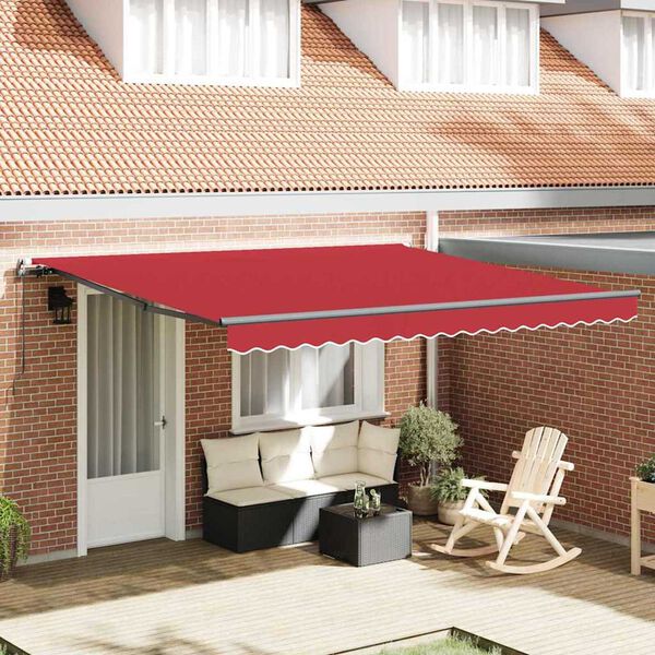 vidaXL Auvent R&eacute;tractable Rouge 400 &times; 350 cm Polyester et Acier