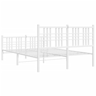 vidaXL Cadre de lit métal sans matelas et pied de lit blanc 140x190 cm