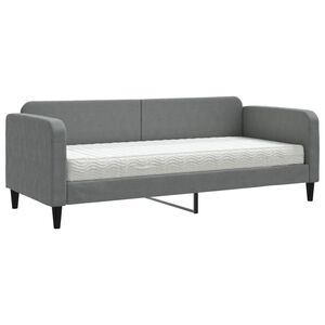 vidaXL Lit de jour avec matelas gris fonc&eacute; 80x200 cm tissu