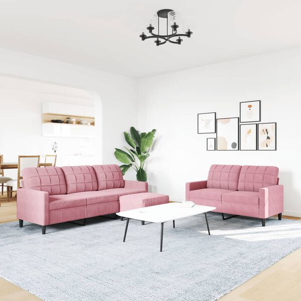 vidaXL Ensemble de canap&eacute;s 3 pcs avec coussins Rose Velours