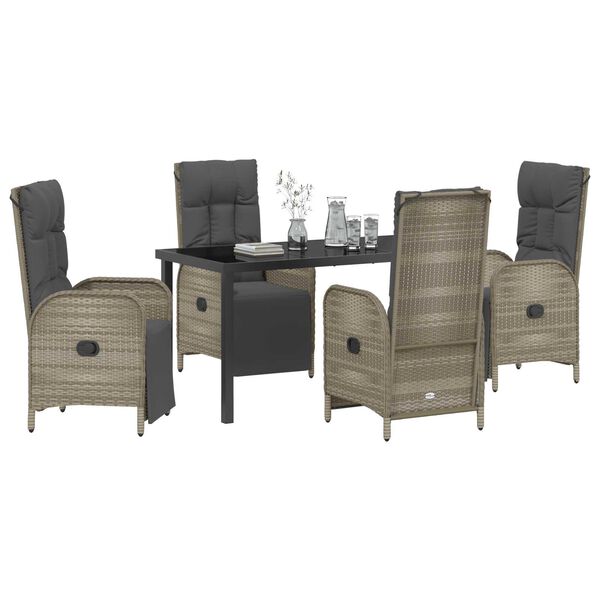 vidaXL Ensemble de salle &agrave; manger pour jardin 5 pcs Gris polyrotin