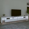 vidaXL Meuble TV avec lumi&egrave;res LED Blanc 290x36,5x40 cm