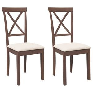 vidaXL Chaises &agrave; manger coussins 2 pcs marron bois massif caoutchouc