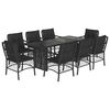 vidaXL Ensemble &agrave; manger de jardin 9pcs coussins noir r&eacute;sine tress&eacute;e