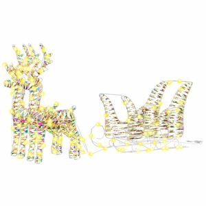 vidaXL Tra&icirc;neau tir&eacute; par un renne Blanc chaud 30 x 12 x 54,5 cm PET