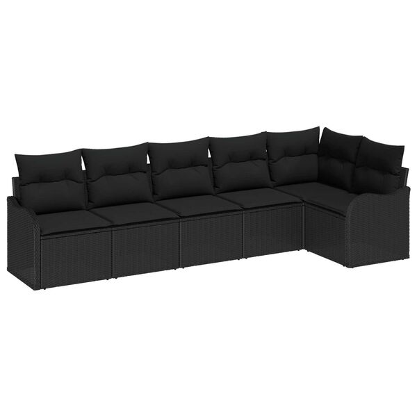 vidaXL Ensemble de canap&eacute; de jardin Noir polyrotin