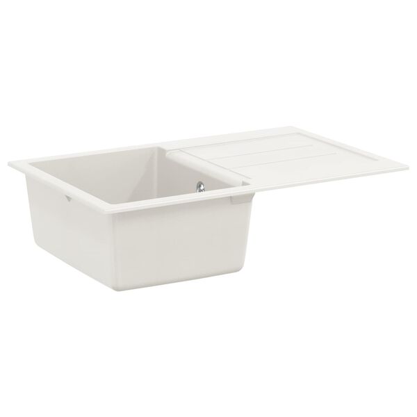 vidaXL &Eacute;vier Blanc 780 x 500 mm 80% Quartz et 20% R&eacute;sine