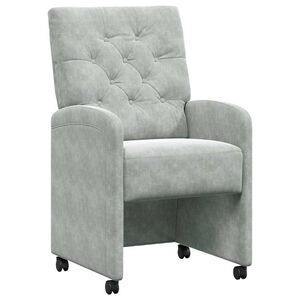 vidaXL Chaises de Salle &agrave; Manger avec Roues 2 pc Velours Gris clair