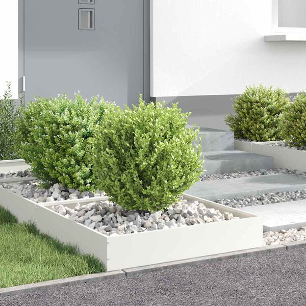 vidaXL Bordure de Pelouse 6 pcs Blanc 60 x 60 x 13 cm Acier