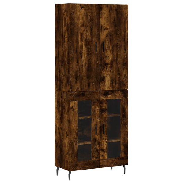 vidaXL Buffet haut Ch&ecirc;ne fum&eacute; 69,5x34x180 cm Bois d'ing&eacute;nierie