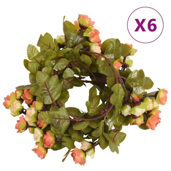 vidaXL Guirlandes de fleurs de No&euml;l 6 pcs rouge vif 215 cm