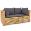 vidaXL Canap&eacute;s d'angle de jardin et coussins 2 pcs Bois teck massif