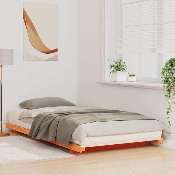 vidaXL Cadre de lit sur&eacute;lev&eacute; Marron cire 90 x 220 cm