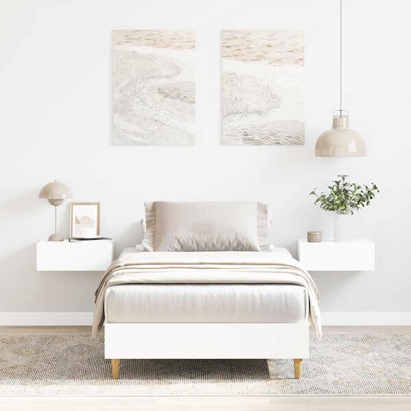 vidaXL Cadre de lit sans matelas blanc 90x200 cm bois d'ing&eacute;nierie