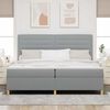 vidaXL Lit &agrave; ressort LED avec matelas Gris clair 200 x 200 cm tissu