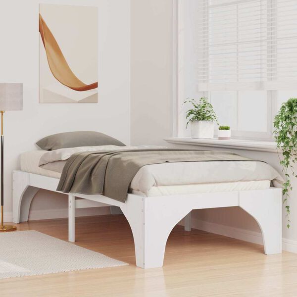 vidaXL Cadre de lit Blanc 75 x 190 cm Pin massif