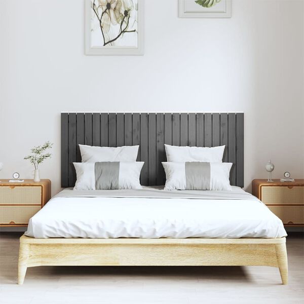 vidaXL T&ecirc;te de lit murale Gris 147x3x60 cm Bois massif de pin