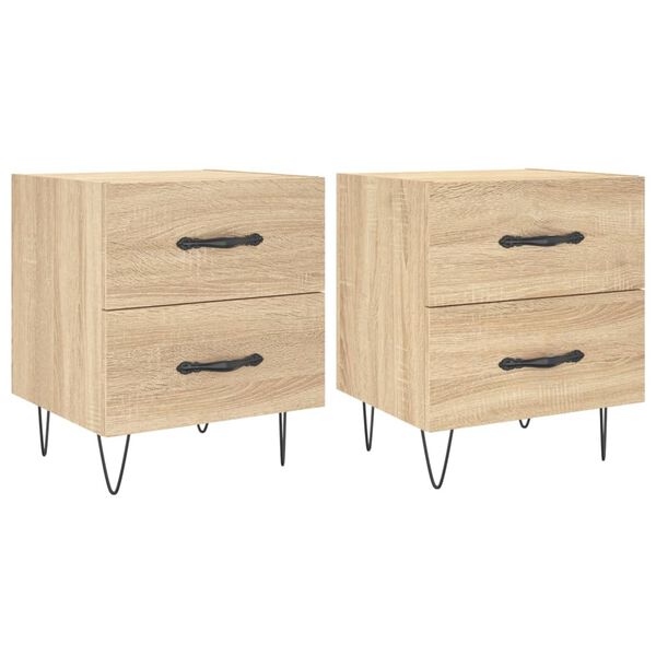 vidaXL Tables de chevet 2 pcs ch&ecirc;ne sonoma 40x35x47,5 cm