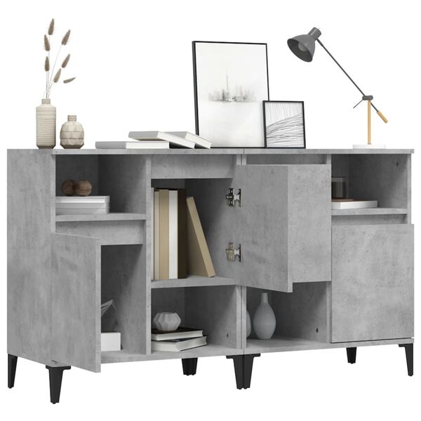vidaXL Buffets 2 pcs gris béton 60x35x70 cm bois d'ingénierie