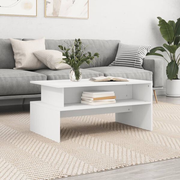 vidaXL Table basse blanc 90x55x42,5 cm bois d'ing&eacute;nierie