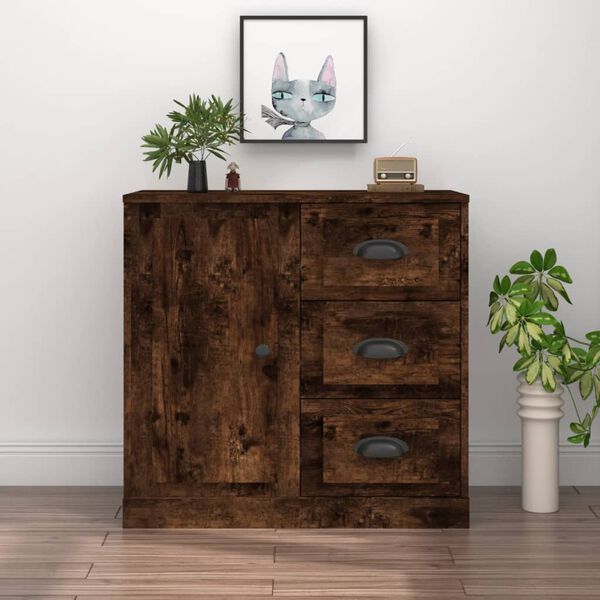 vidaXL Buffet ch&ecirc;ne fum&eacute; 70x35,5x67,5 cm bois d'ing&eacute;nierie