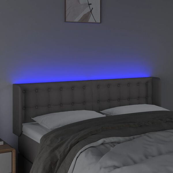 vidaXL T&ecirc;te de lit &agrave; LED Gris 147x16x78/88 cm Similicuir