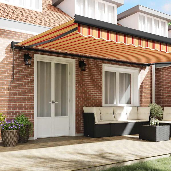 vidaXL Auvent R&eacute;tractable Jaune et Orange 500 &times; 300 cm Tissu et M&eacute;tal