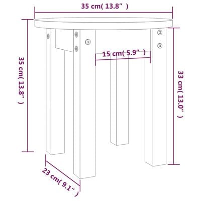 vidaXL Table basse Blanc Ø 35x35 cm Bois massif de pin