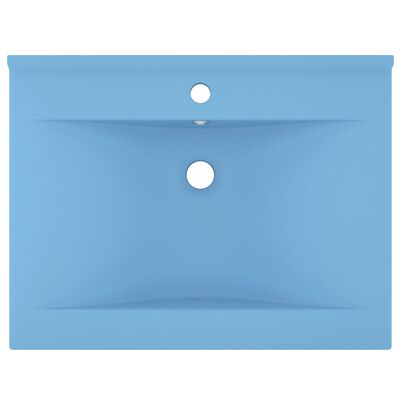 vidaXL Lavabo avec trou de robinet Bleu clair mat 60x46 cm Céramique