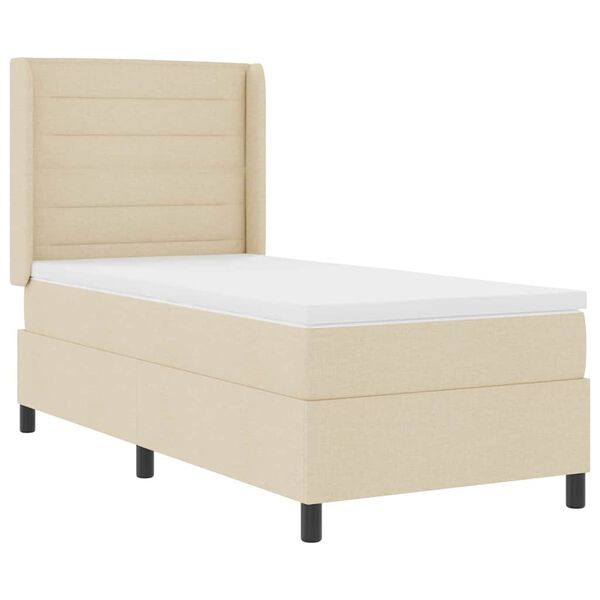 vidaXL Lit &agrave; ressorts avec matelas Cr&egrave;me 100 x 200 cm tissu