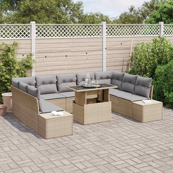 vidaXL Ensemble de canap&eacute; de jardin 10 pcs beige et gris clair