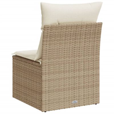 vidaXL Chaise de jardin sans accoudoirs avec coussins beige poly rotin